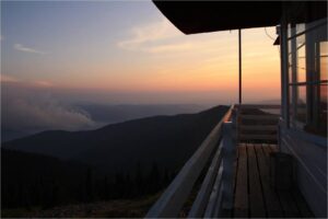 Sunset from Coolwater Lookout with the Johnson Bar Fire below